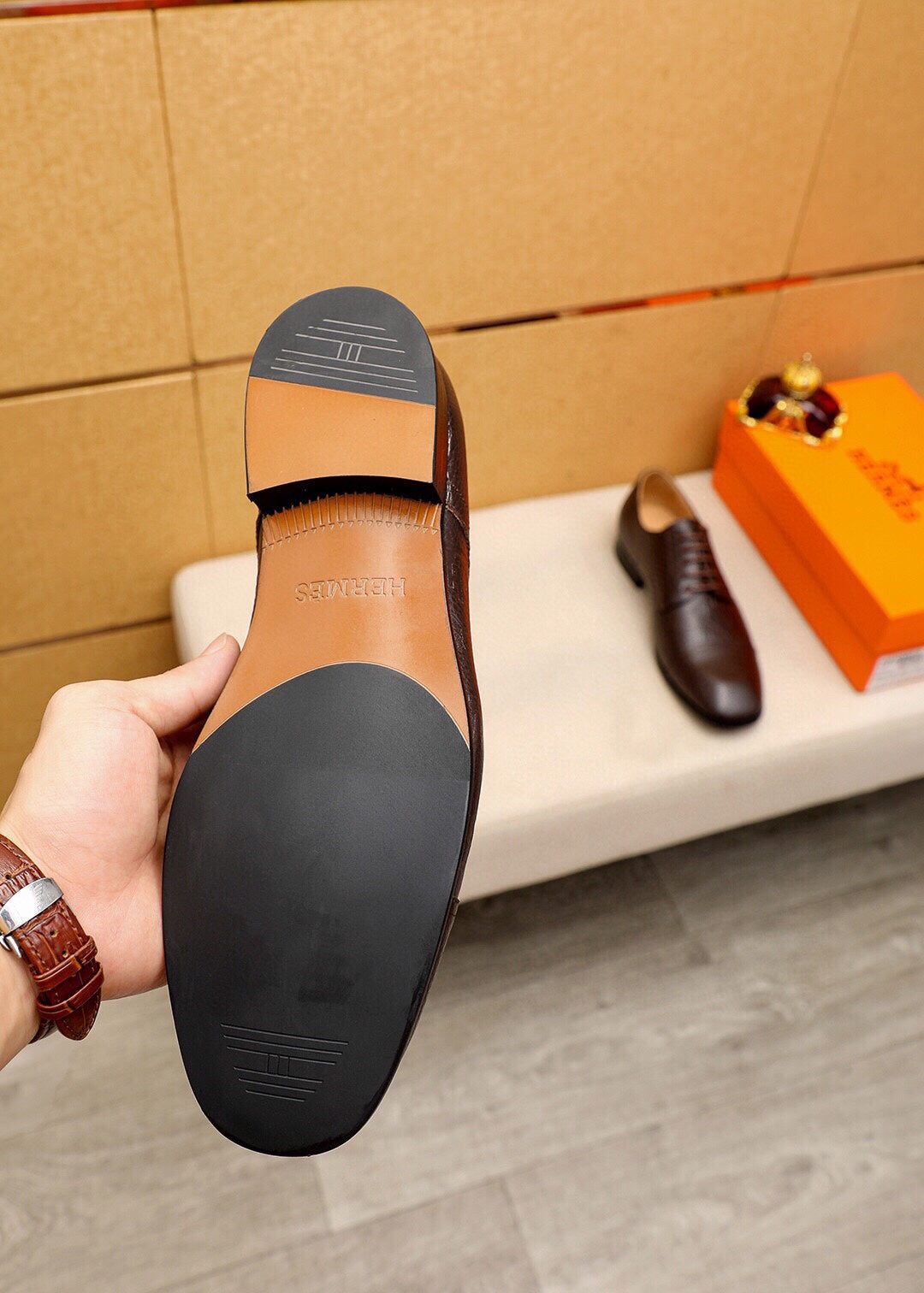 HM BALLY SCRIVANI HANDPAINTED PECAN CALFSKIN