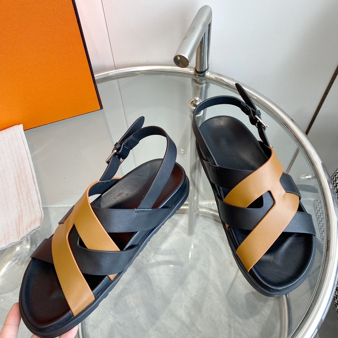 Genius Sandal Slingback Black/Brown Calfskin Leather