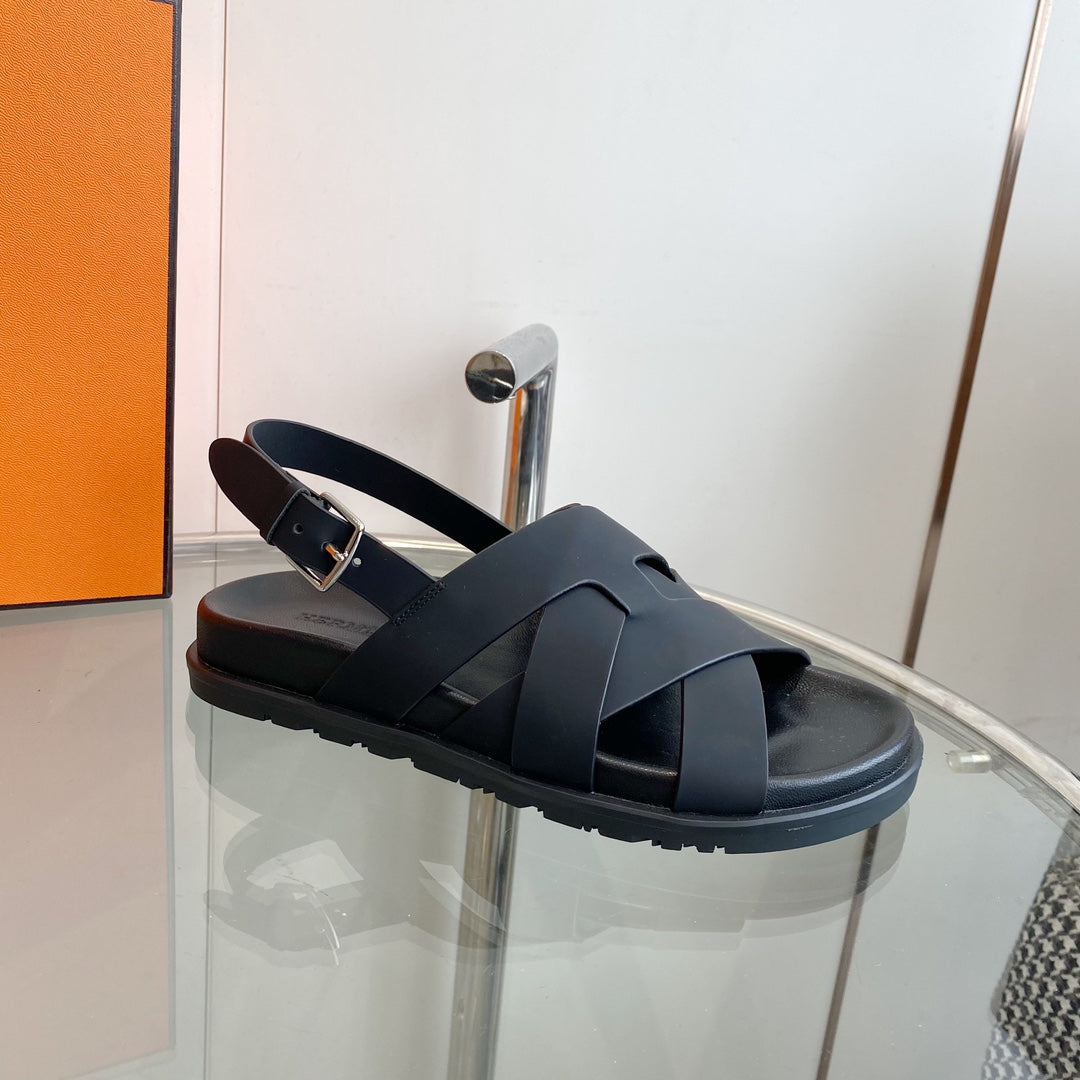 Genius Sandal Slingback Black Calfskin Leather