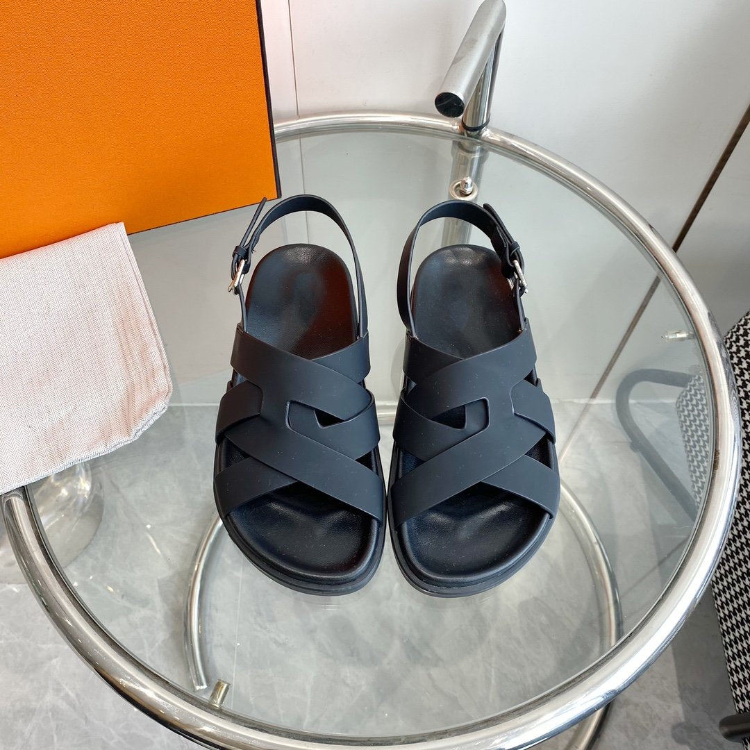 Genius Sandal Slingback Black Calfskin Leather