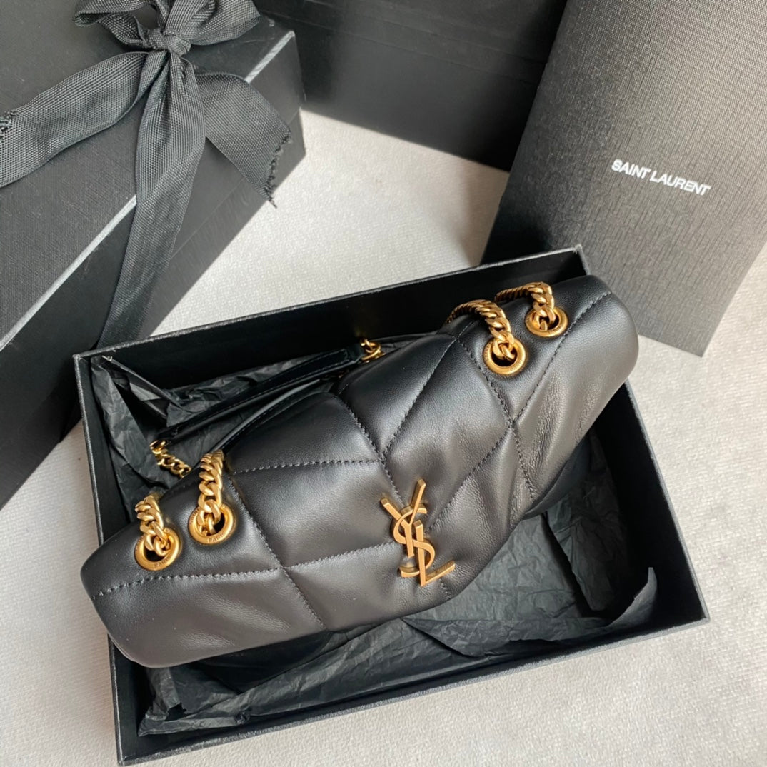 LOULOU MINI 23 BLACK QUILTED GOLD HARDWARE