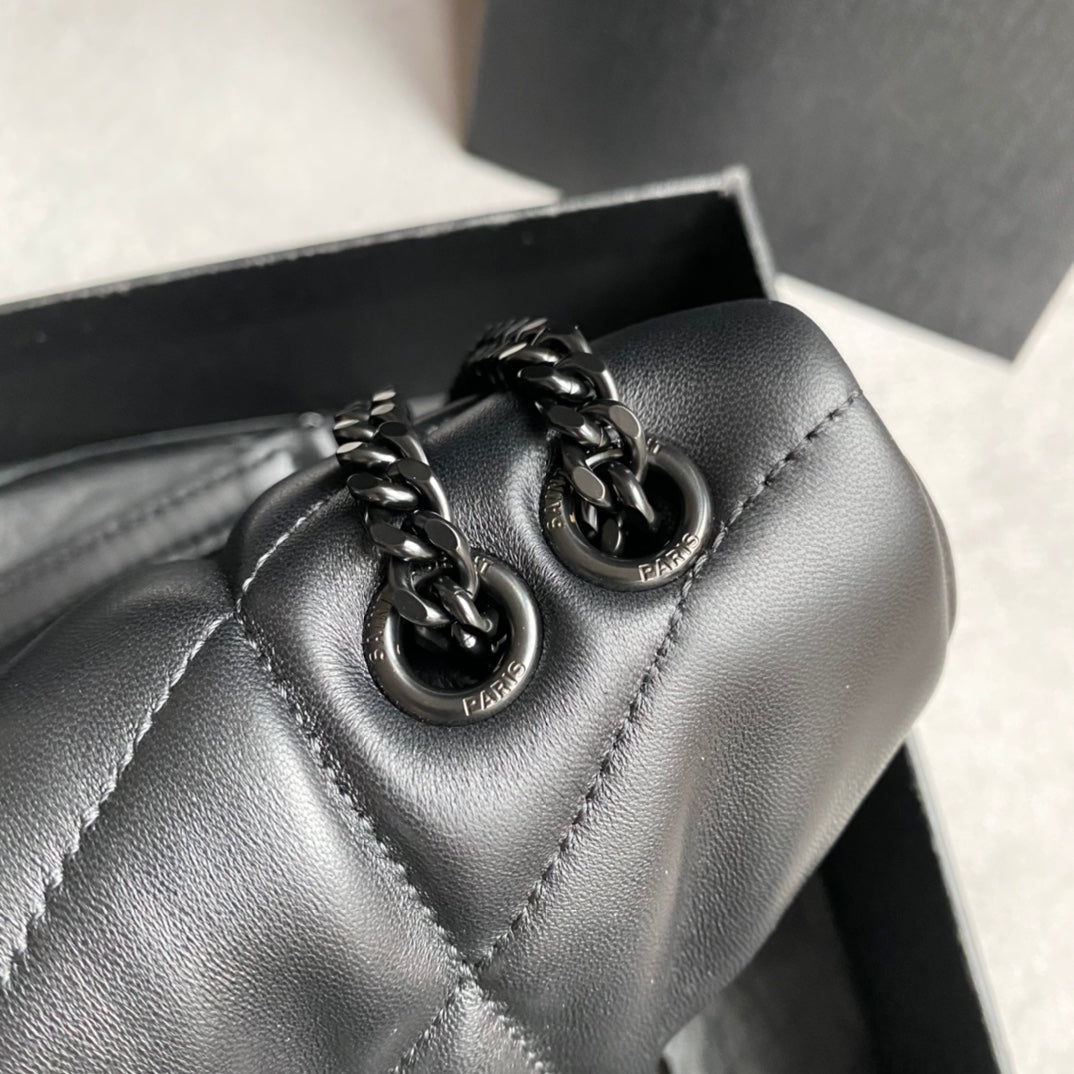 LOULOU MINI 23 ALL BLACK QUILTED LEATHER