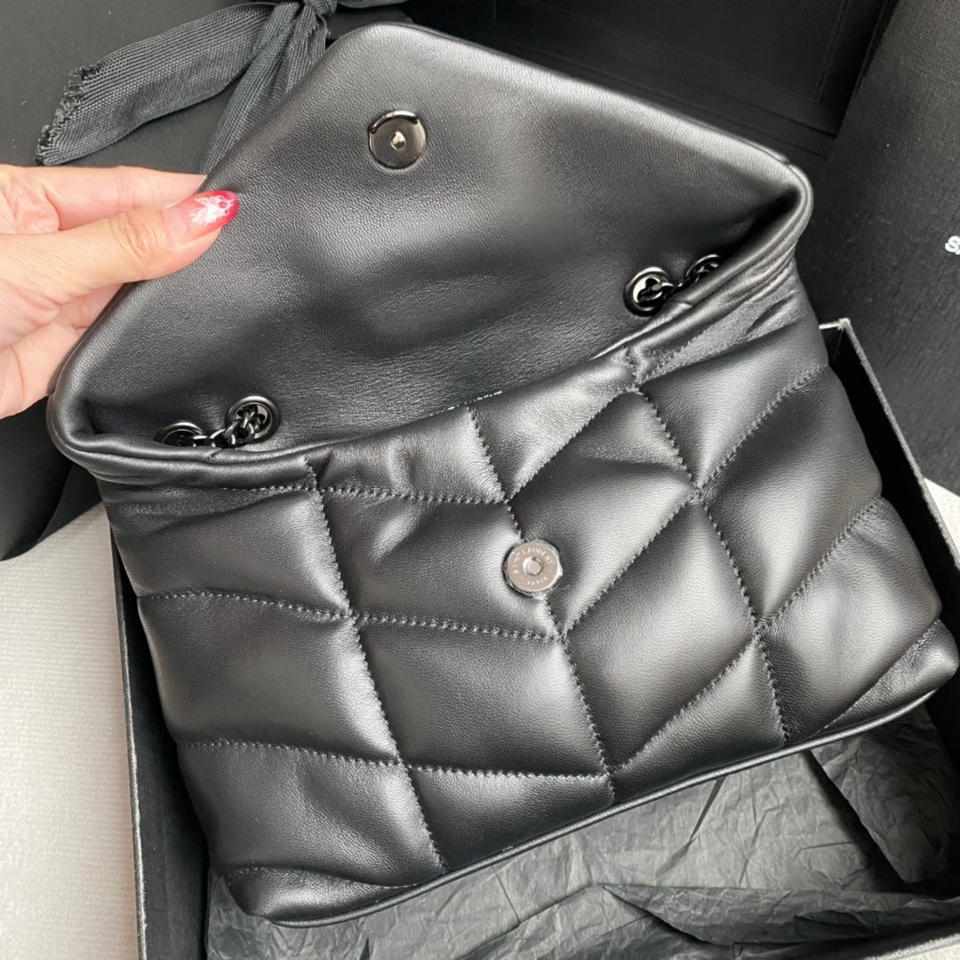 LOULOU MINI 23 ALL BLACK QUILTED LEATHER