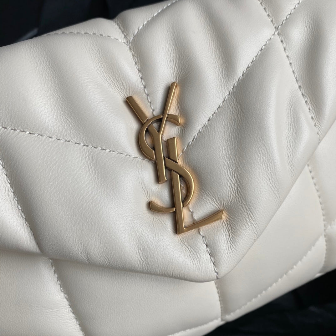 LOULOU MINI 23 WHITE QUILTED GOLD HARDWARE
