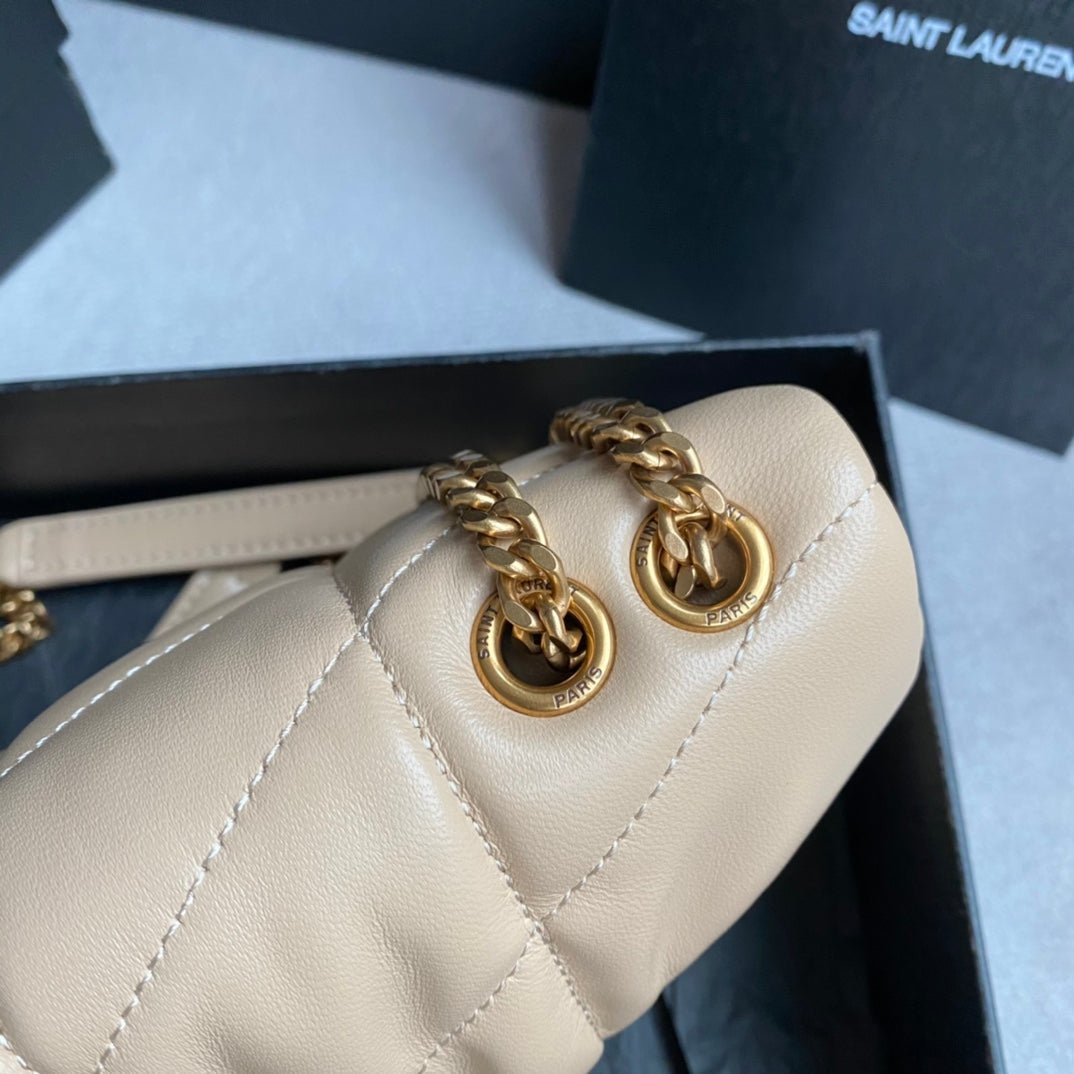 LOULOU MINI 23 CREAM QUILTED GOLD HARDWARE