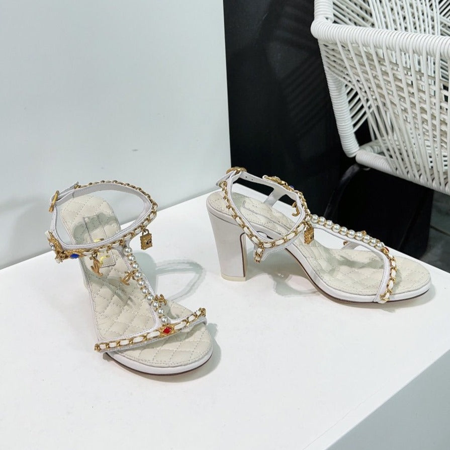 high heel sandal 85 white quilted calfskin mop