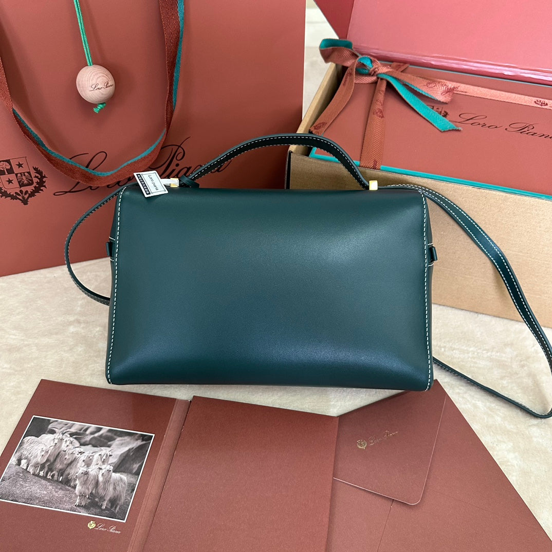 EXTRA BAG L27 IN PEACOCK BLUE SMOOTH CALFSKIN WITH GOLD HARDWARE