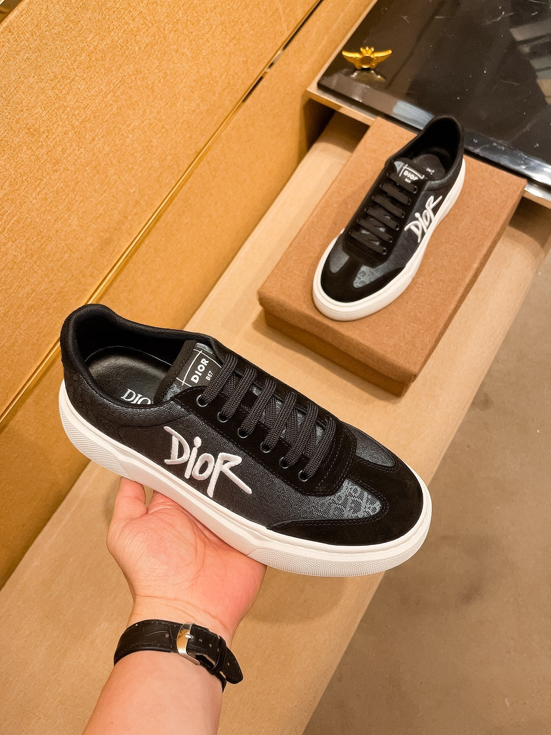 CD HOMME THICK-SOLE SNEAKERS BLACK JACQUARD