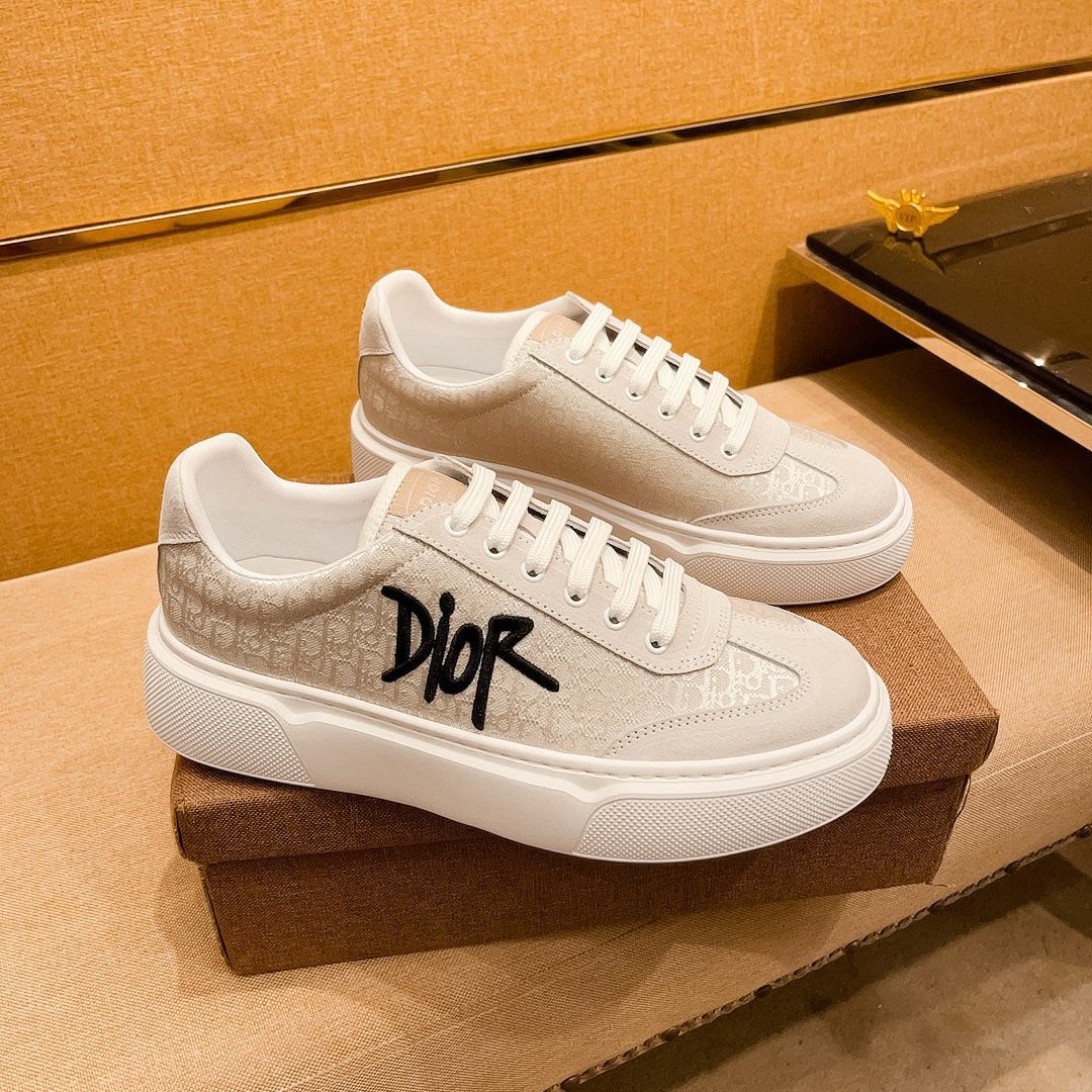 CD HOMME THICK-SOLE SNEAKERS BEIGE JACQUARD