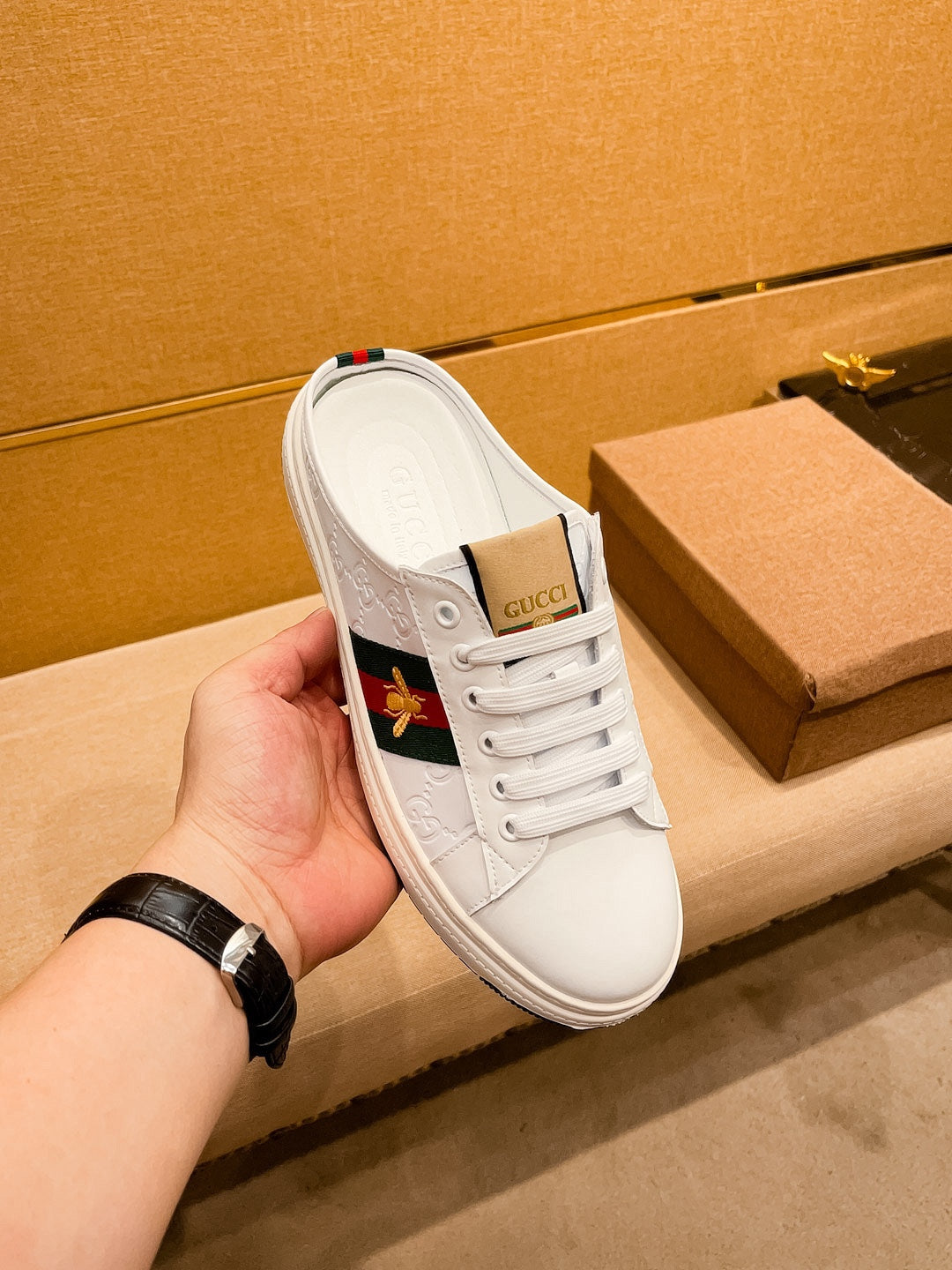 GG Men's Mule White Cowhide 970030