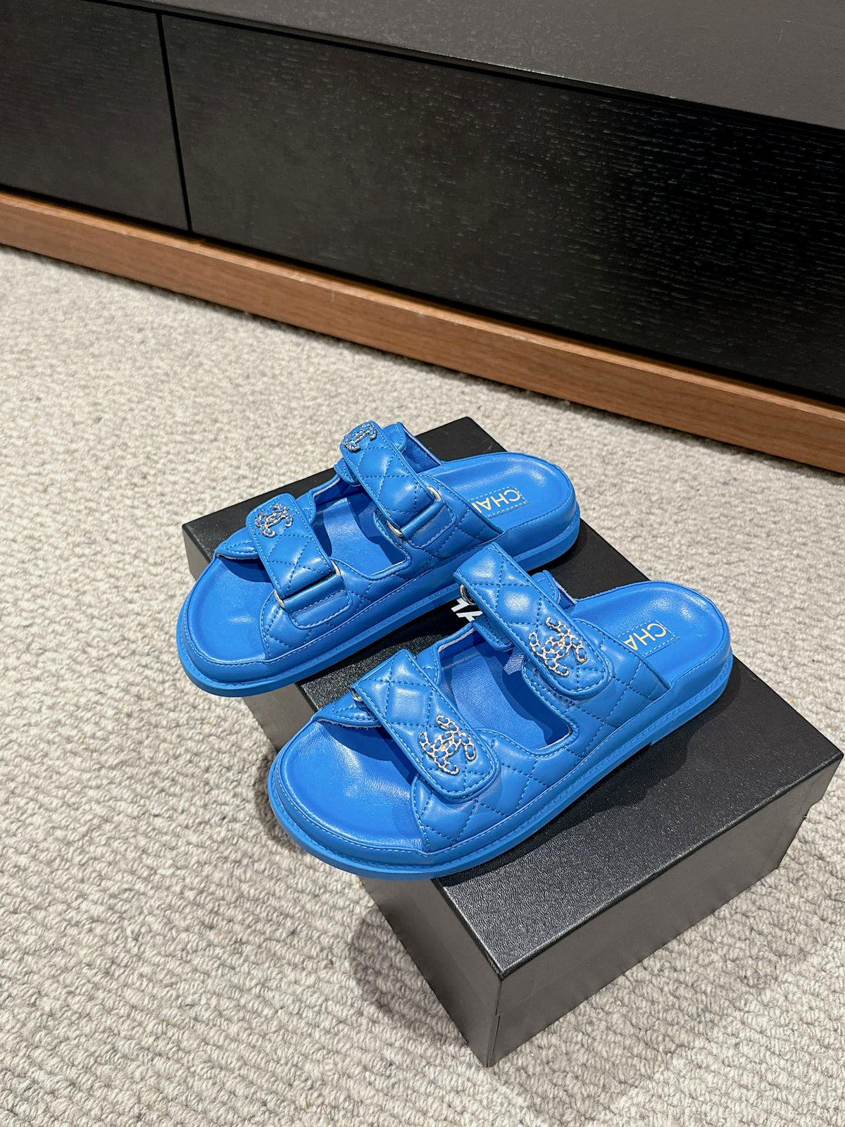 cc dad sandal mule azure blue calfksin