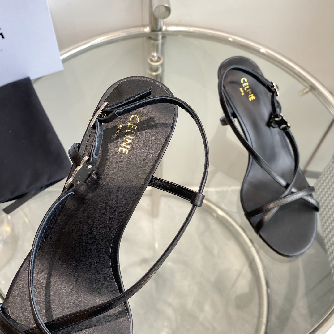 HIGH HEEL SANDAL 65MM IN BLACK CALFSKIN