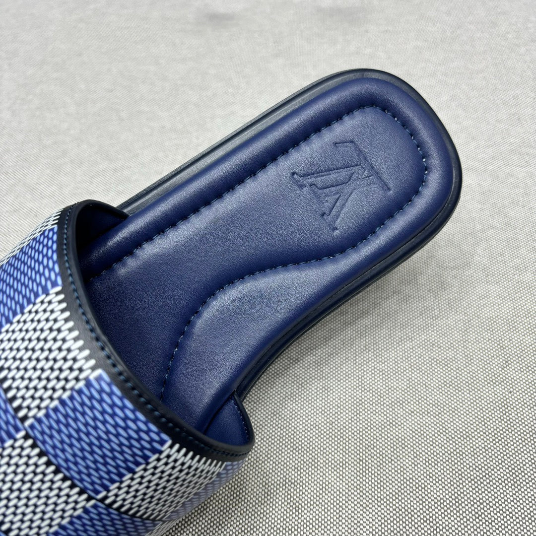 LV VENICE MULE SLIPPERS NAVY BLUE DAMIER