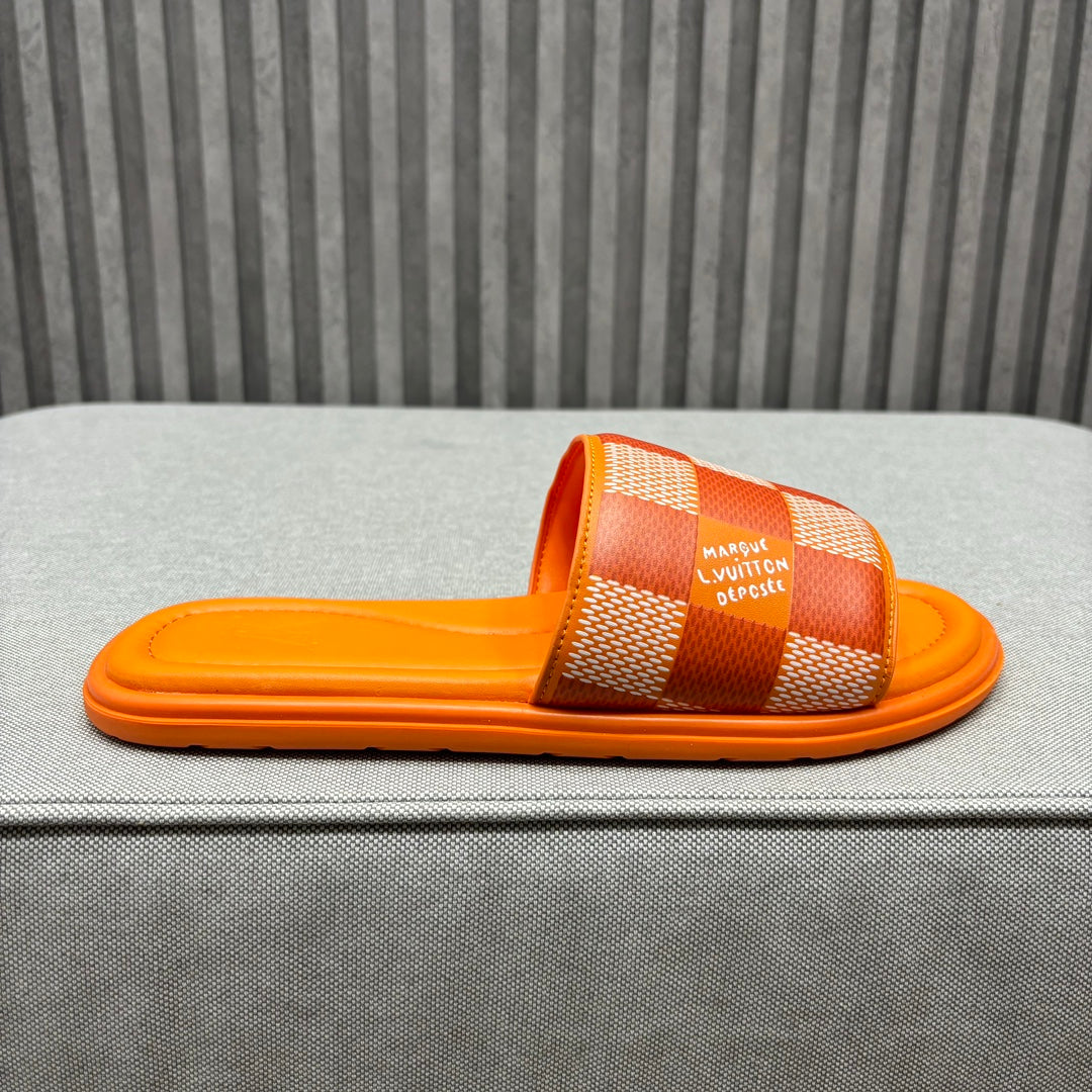 LV VENICE MULE SLIPPERS TIGER ORANGE DAMIER