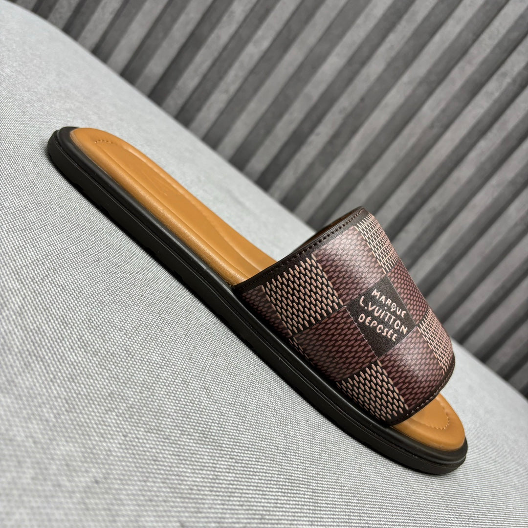 LV VENICE MULE SLIPPERS CARAMEL BROWN DAMIER