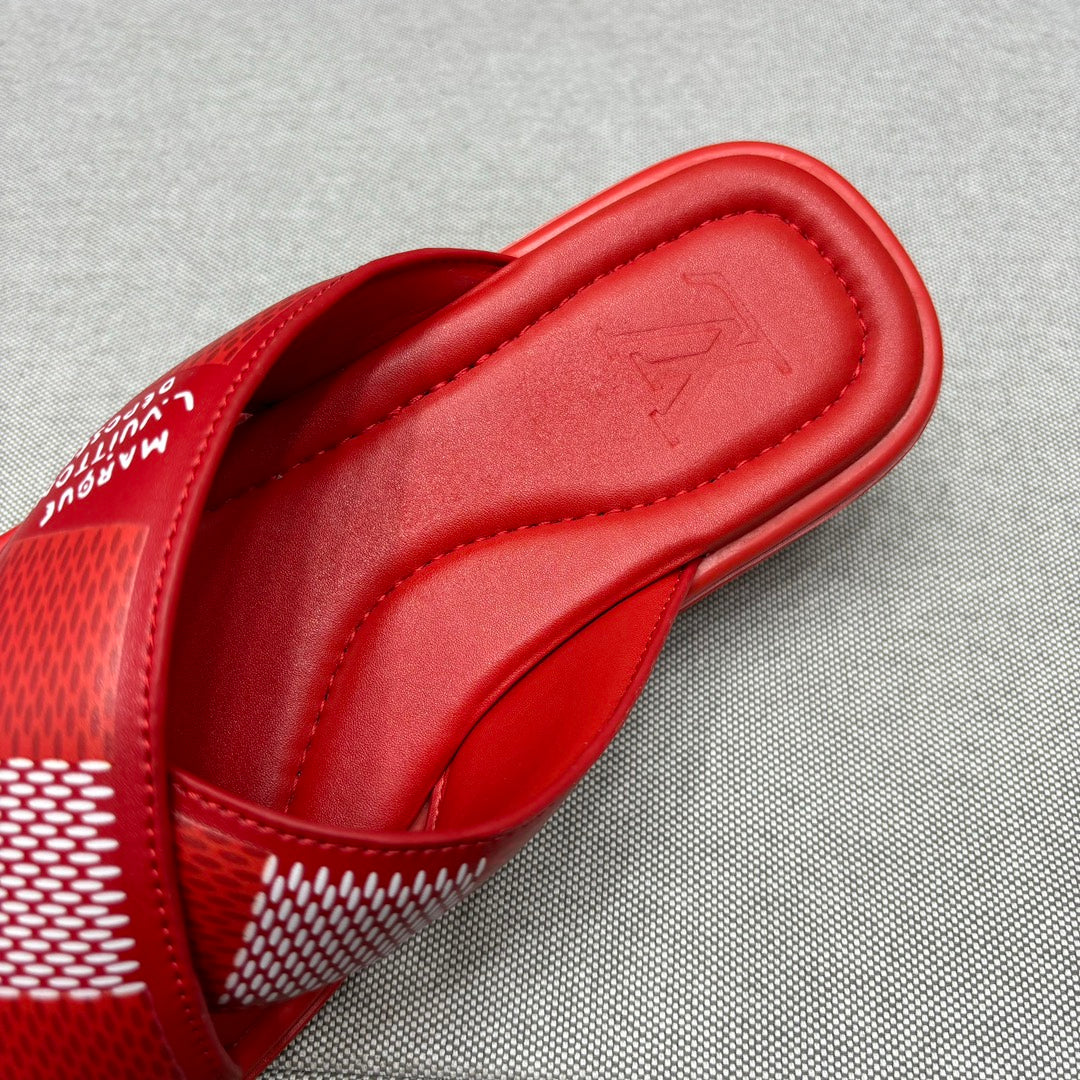 LV VENICE MULE SANDALS CHERRY RED