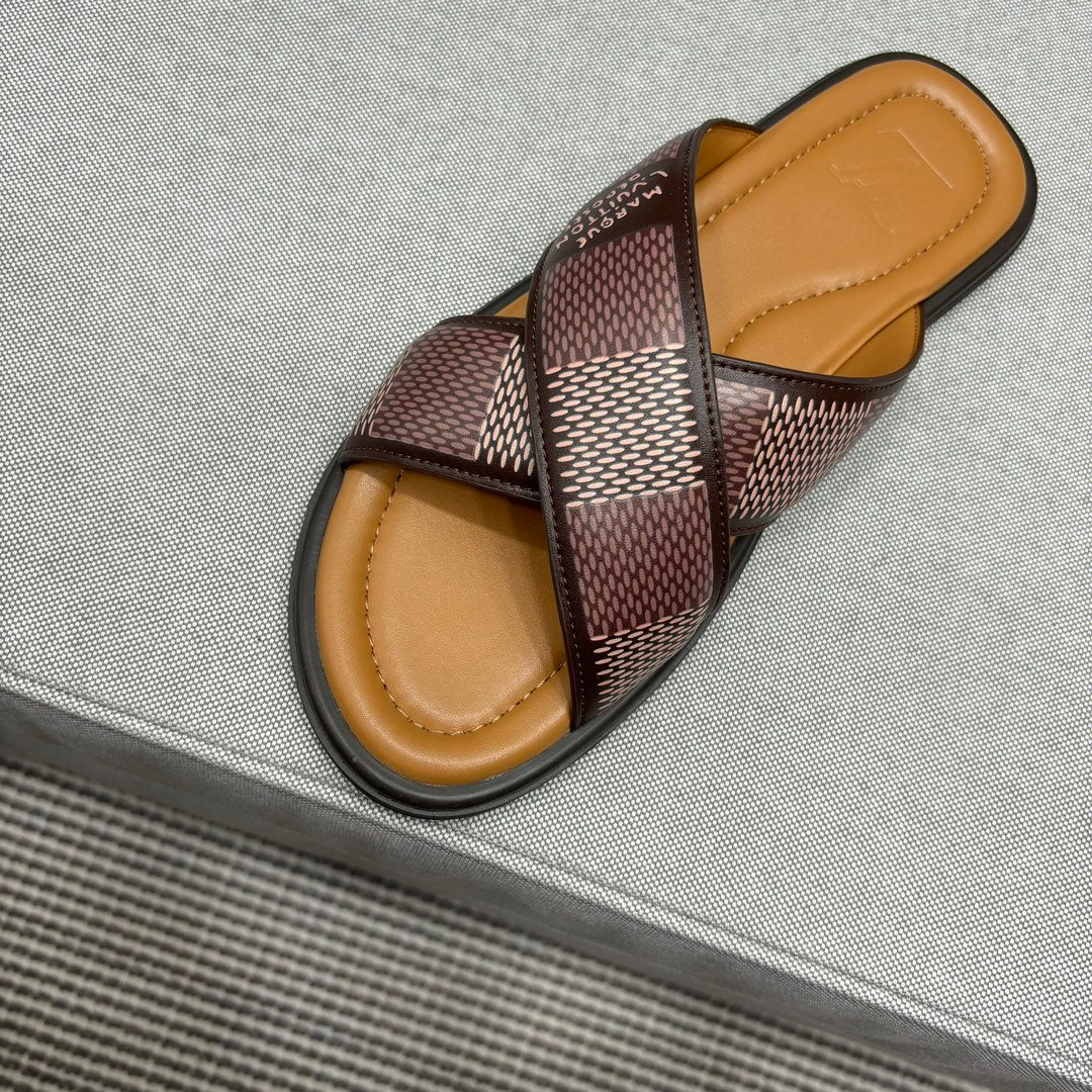 LV VENICE MULE SANDALS CARAMEL BROWN