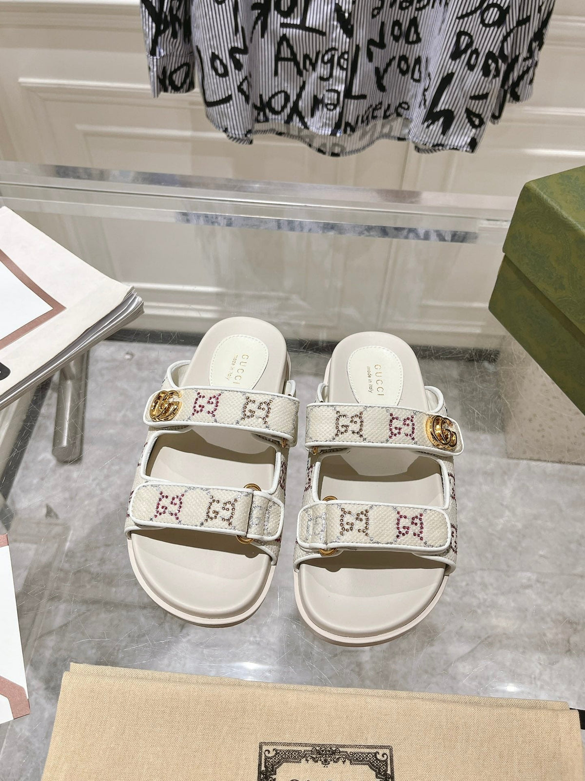 Gucci 2026 GG Crystal Sandals Fabric 968305