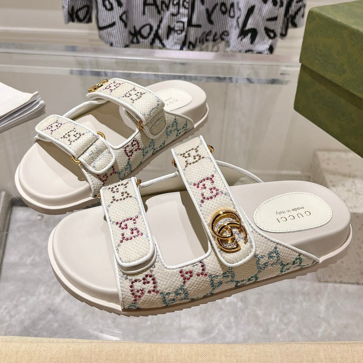 Gucci 2026 Moritz Raffia Effect Sandals Fabric 919236