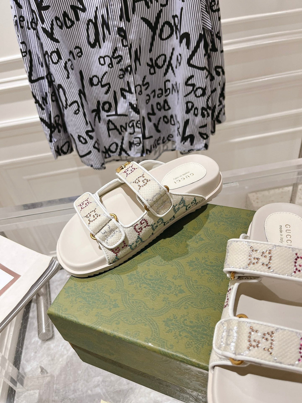Gucci 2026 Moritz Raffia Effect Sandals Fabric 919236