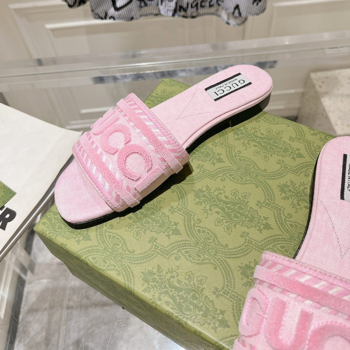 GG  Interlocking double G hollow slippers PInk Rose