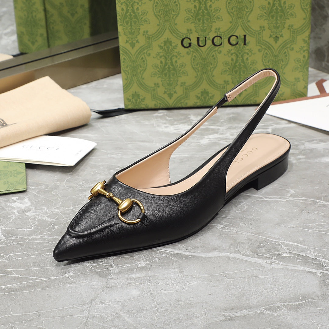 GG Slingback Flat Sandals black