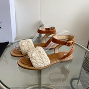 CELINE Flat Sandal Beige Wool 285973