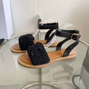 CELINE Flat Sandal Black Wool 285974