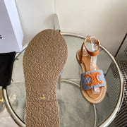 CELINE Flat Sandal Blue Orange Leather 285975