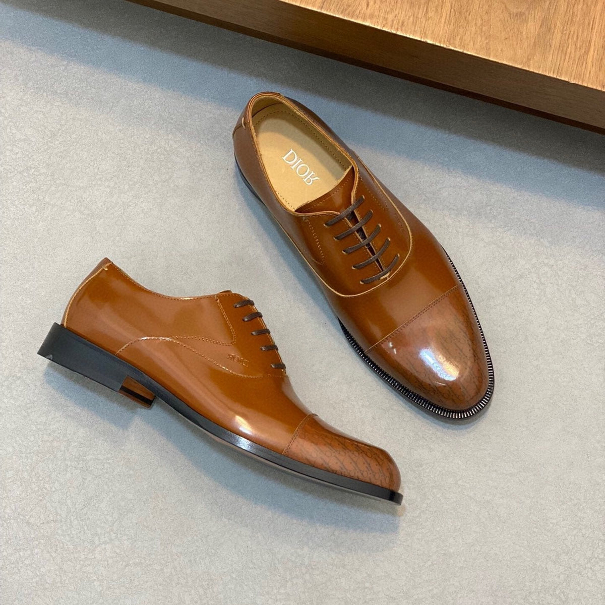 CD TIMELESS SIMPLE OXFORD TAWNY POLISHED CALFSKIN