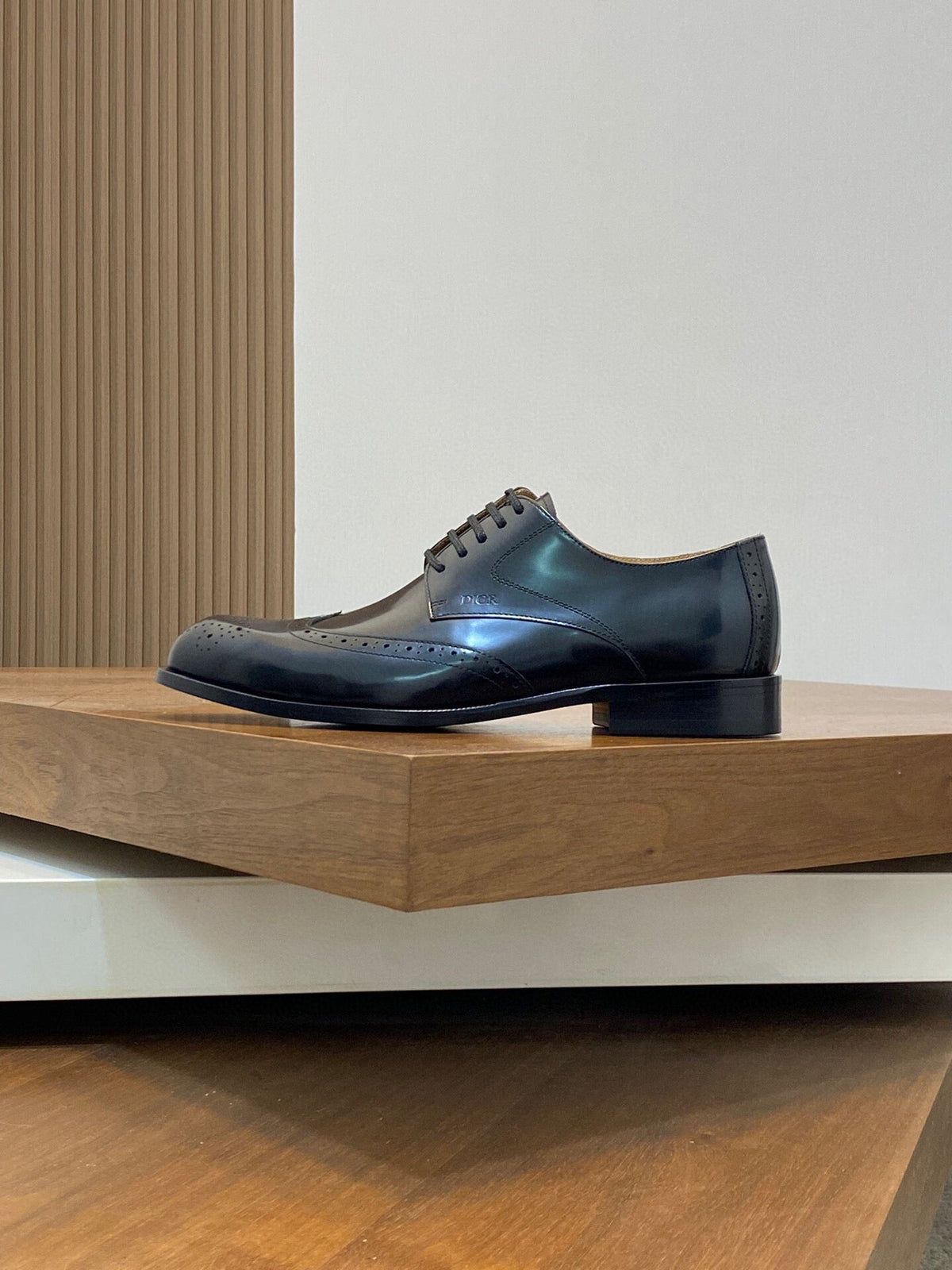 CD POINED TOE LONDON OXFORD BLACK POLISHED CALFSKIN