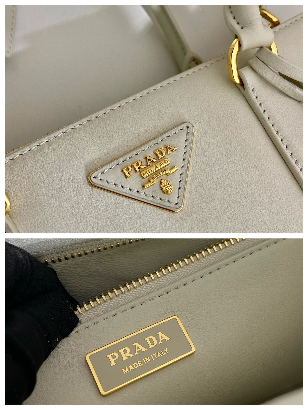 LARGE GALLERIA BAG 32 IN WHITE SMOOTH CALFSKIN GOLD HARDWARE