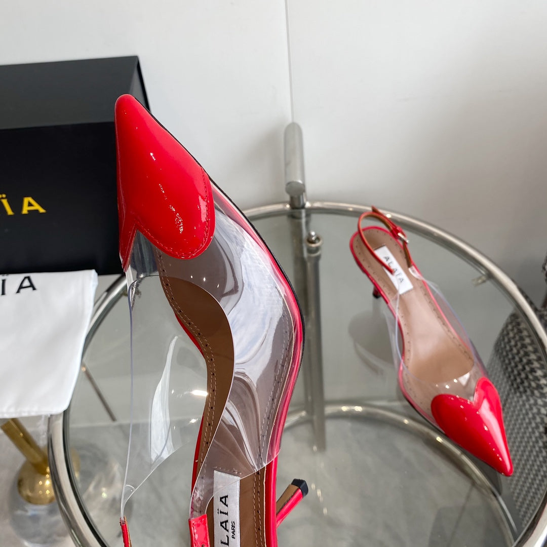 alaia slingbacks 60 optic red heart lambskin