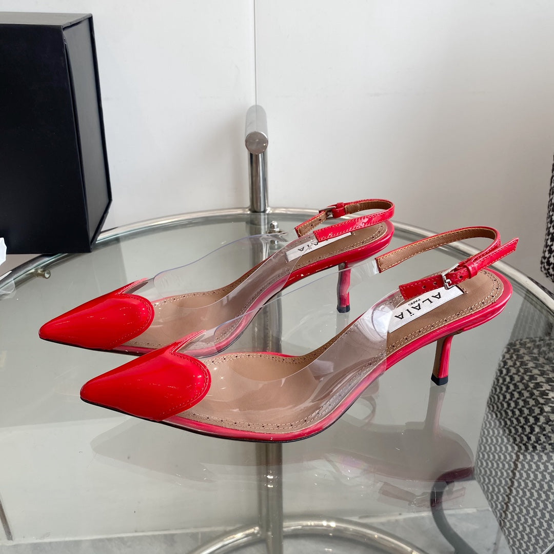 alaia slingbacks 60 optic red heart lambskin