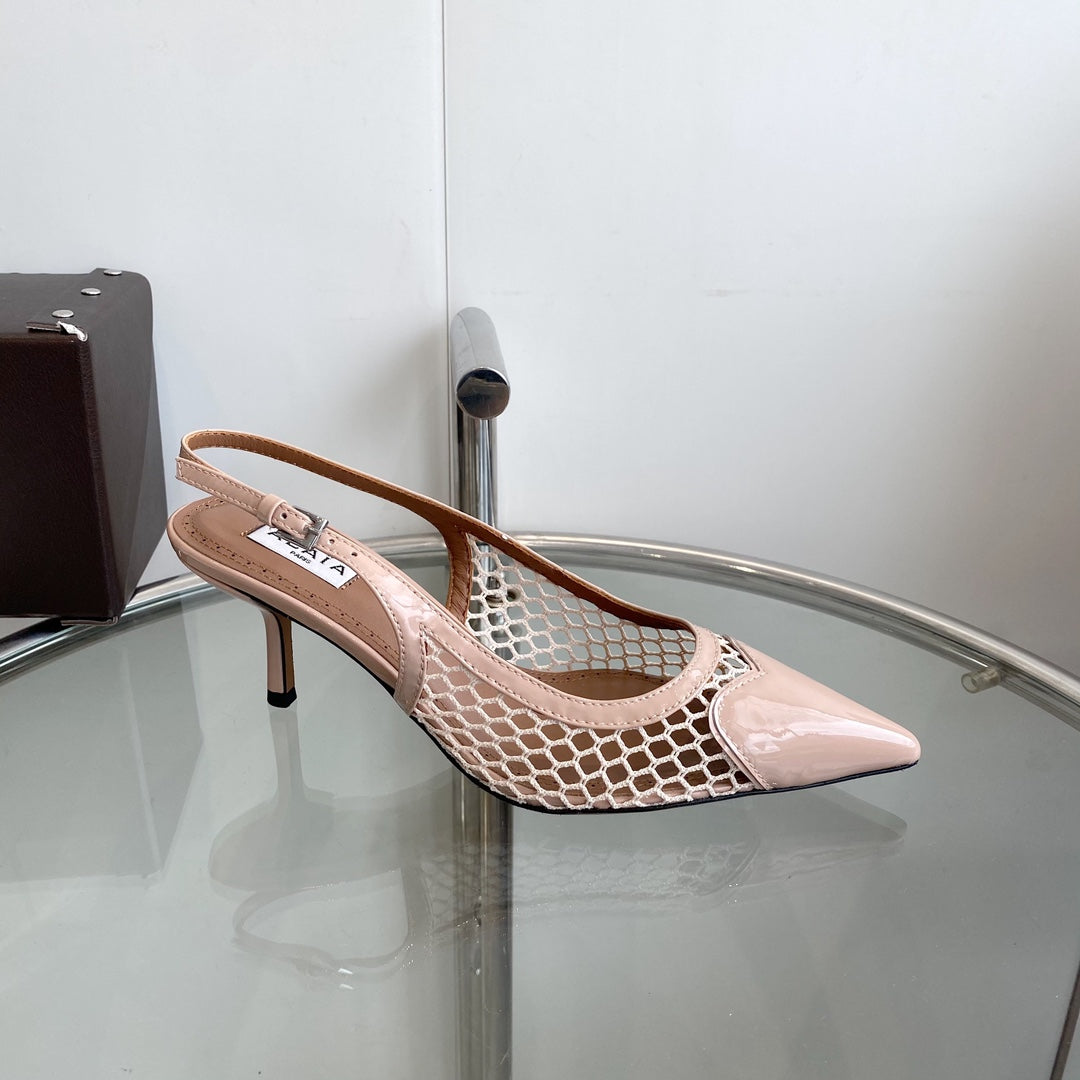 alaia slingbacks 60 fishnet pink heart lambskin