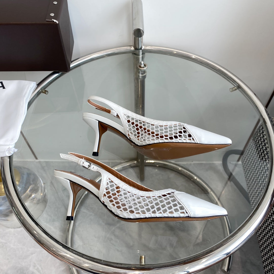 alaia slingbacks 60 fishnet white heart lambskin