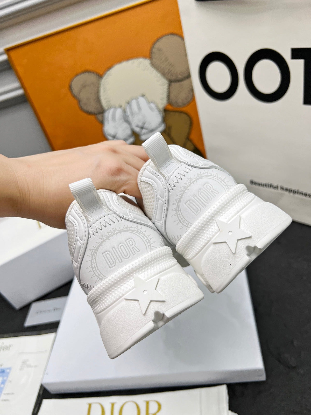CD Chrono Sneaker White Mesh Fabric And Calfskin