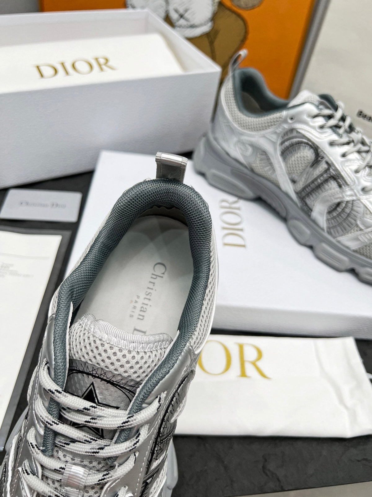 CD Chrono Sneaker Grey Mesh Fabric And Calfskin