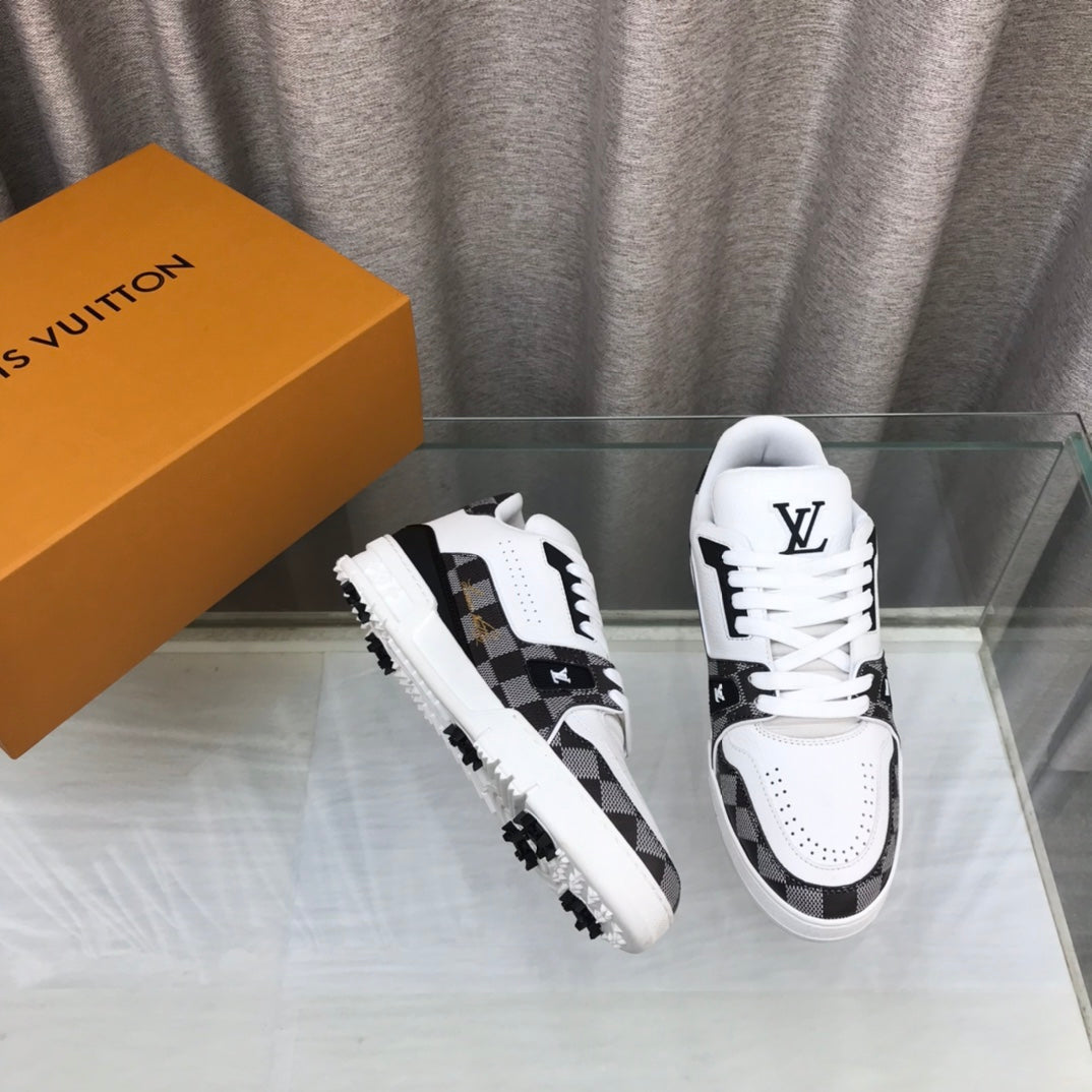 LV Trainer Sneaker Black White Cowhide