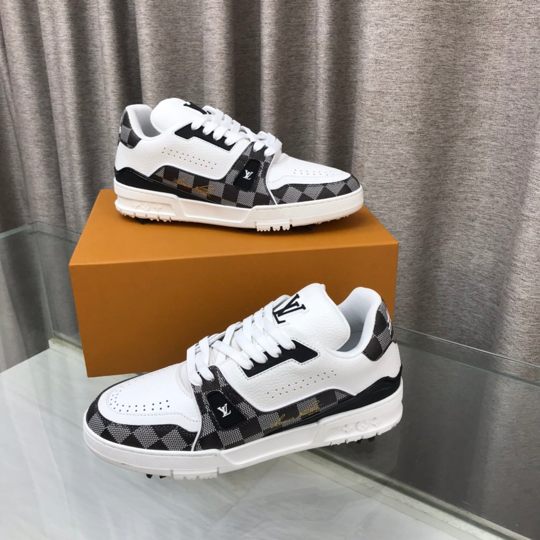 LV Trainer Sneaker Black White Cowhide