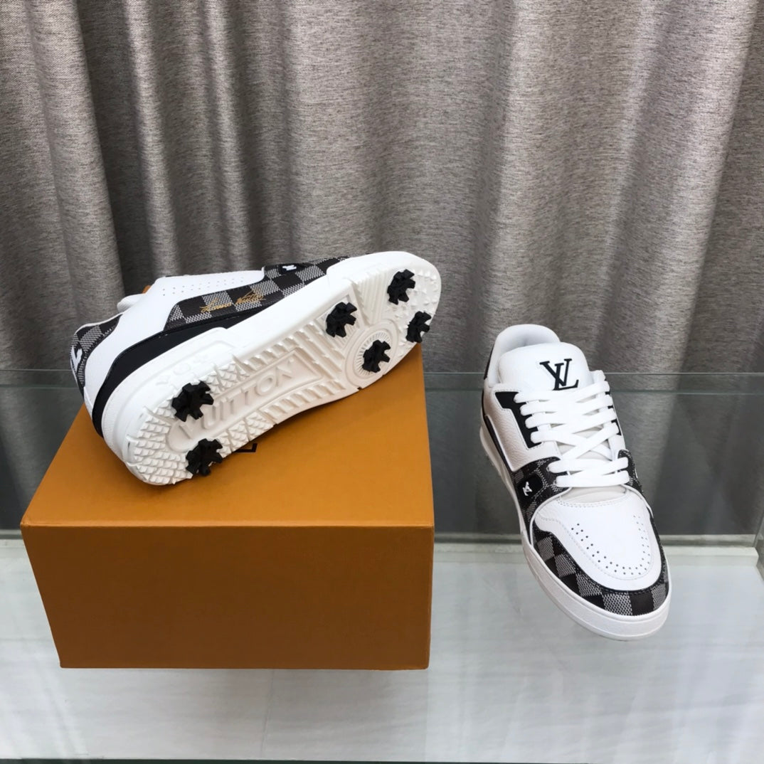 LV Trainer Sneaker Black White Cowhide