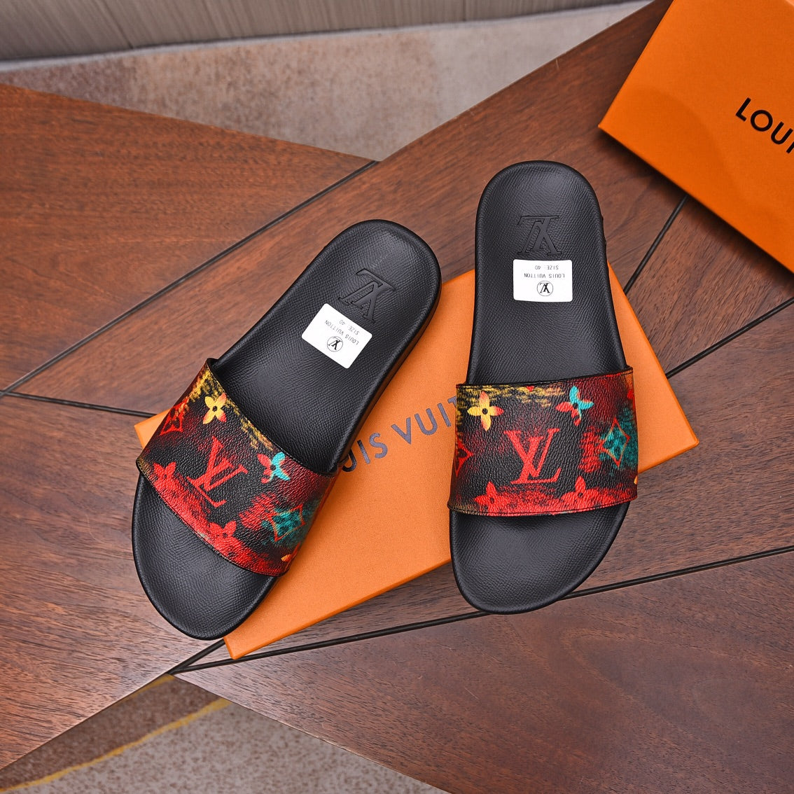 LV MULE RED WITH LOGO MONOGRAM CALFSKIN