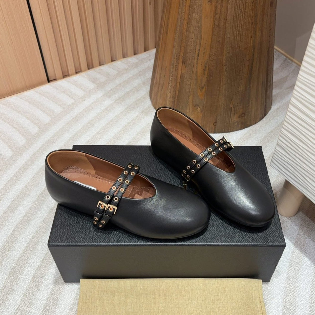 alaia ballet flat black calfskin