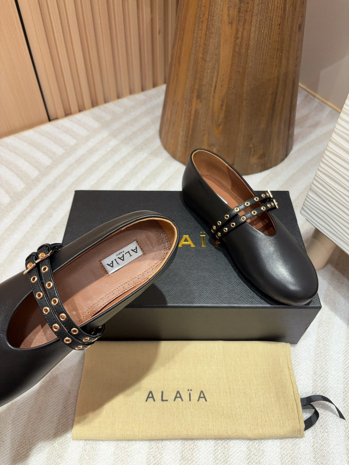 alaia ballet flat black calfskin