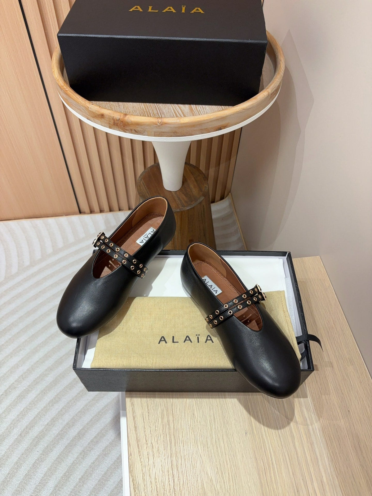 alaia ballet flat black calfskin