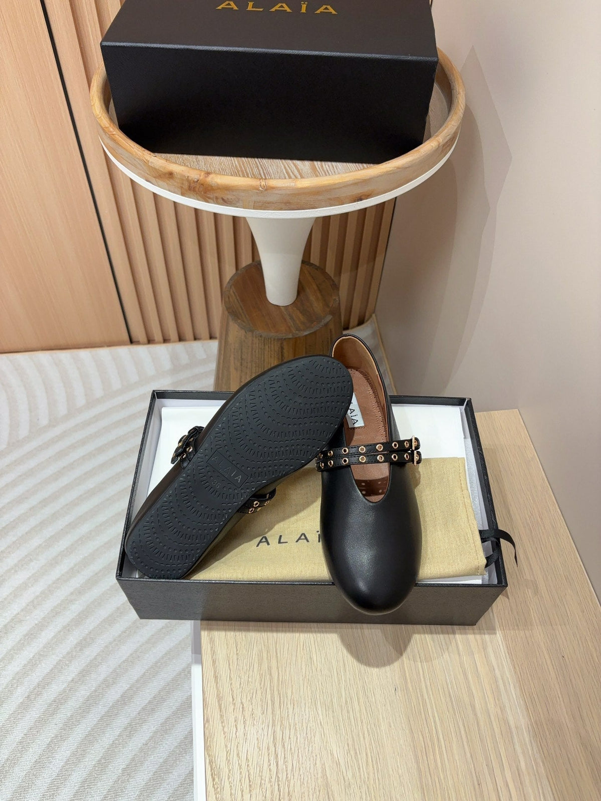 alaia ballet flat black calfskin