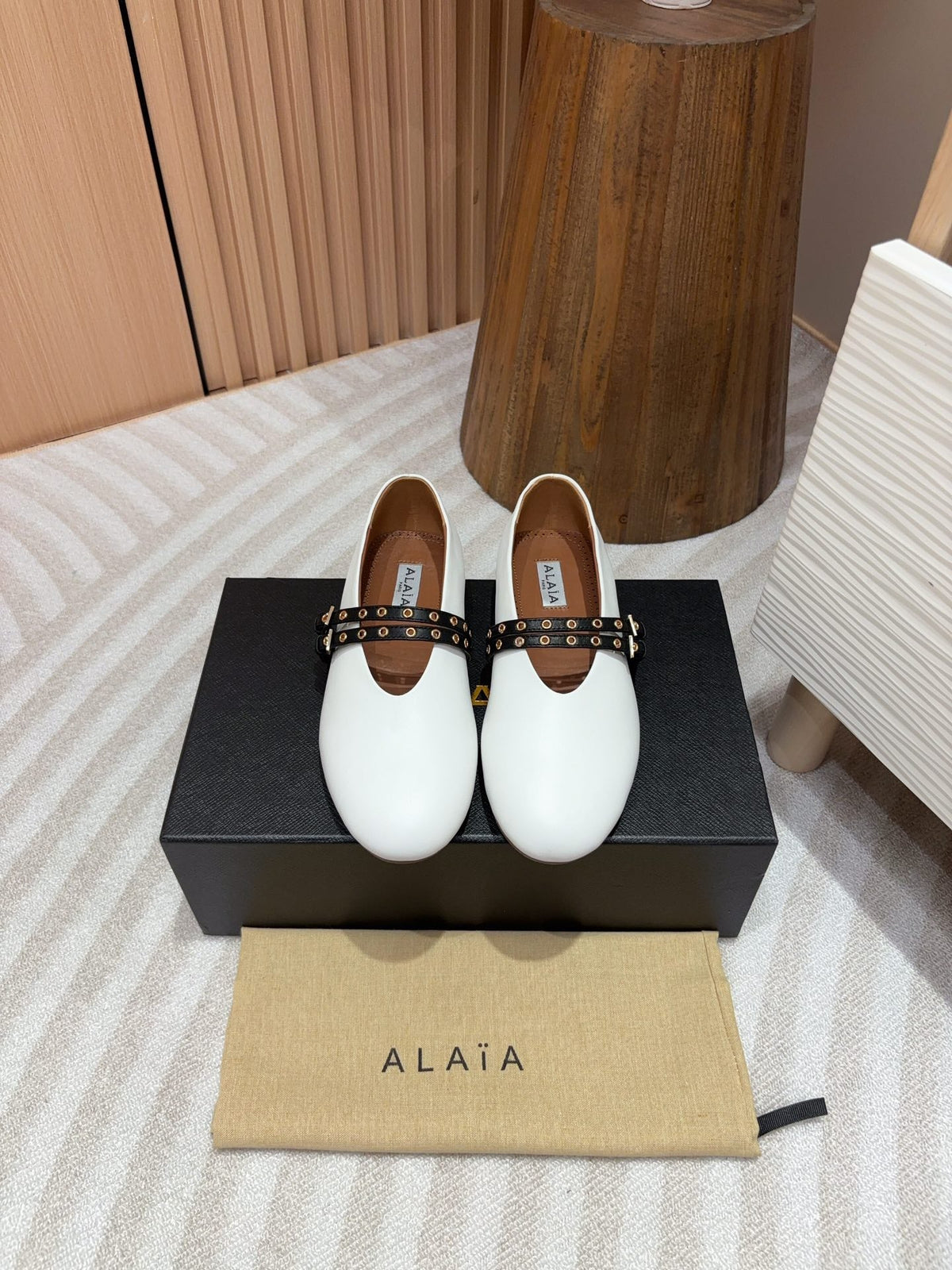 alaia ballet flat white calfskin