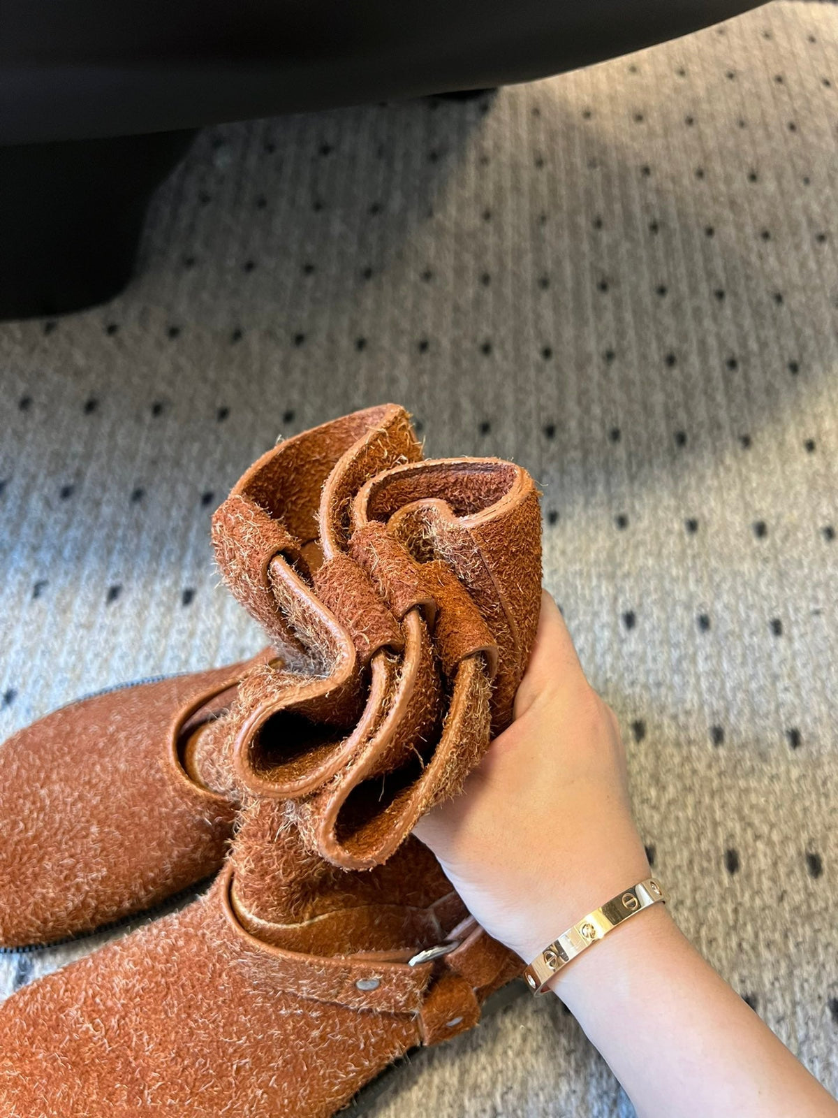 Loewe knight boots caramel brown suede cowhide 478448