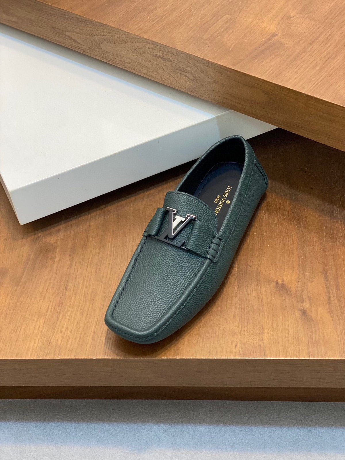 LV LOAFER IN GREEN FOREST WRINKLE CALFSKIN