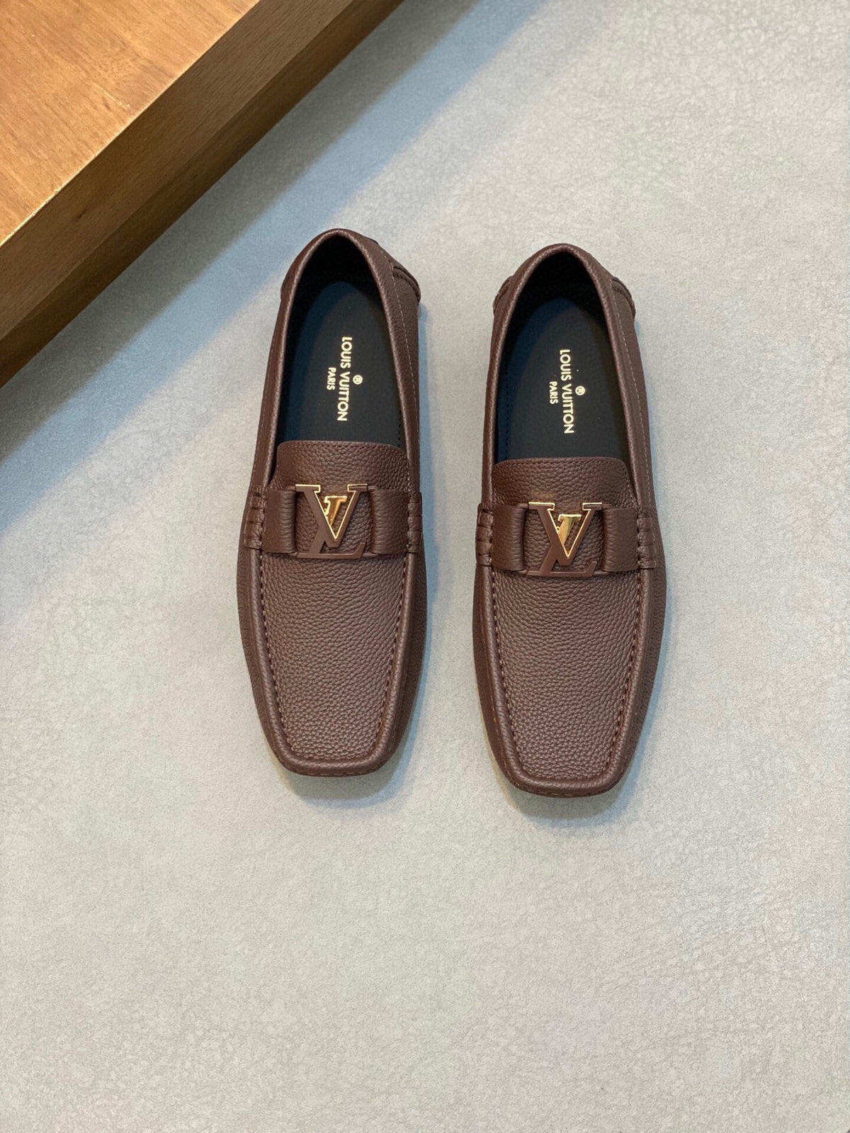 LV LOAFER IN CHOCOLATE BROWN WRINKLE CALFSKIN